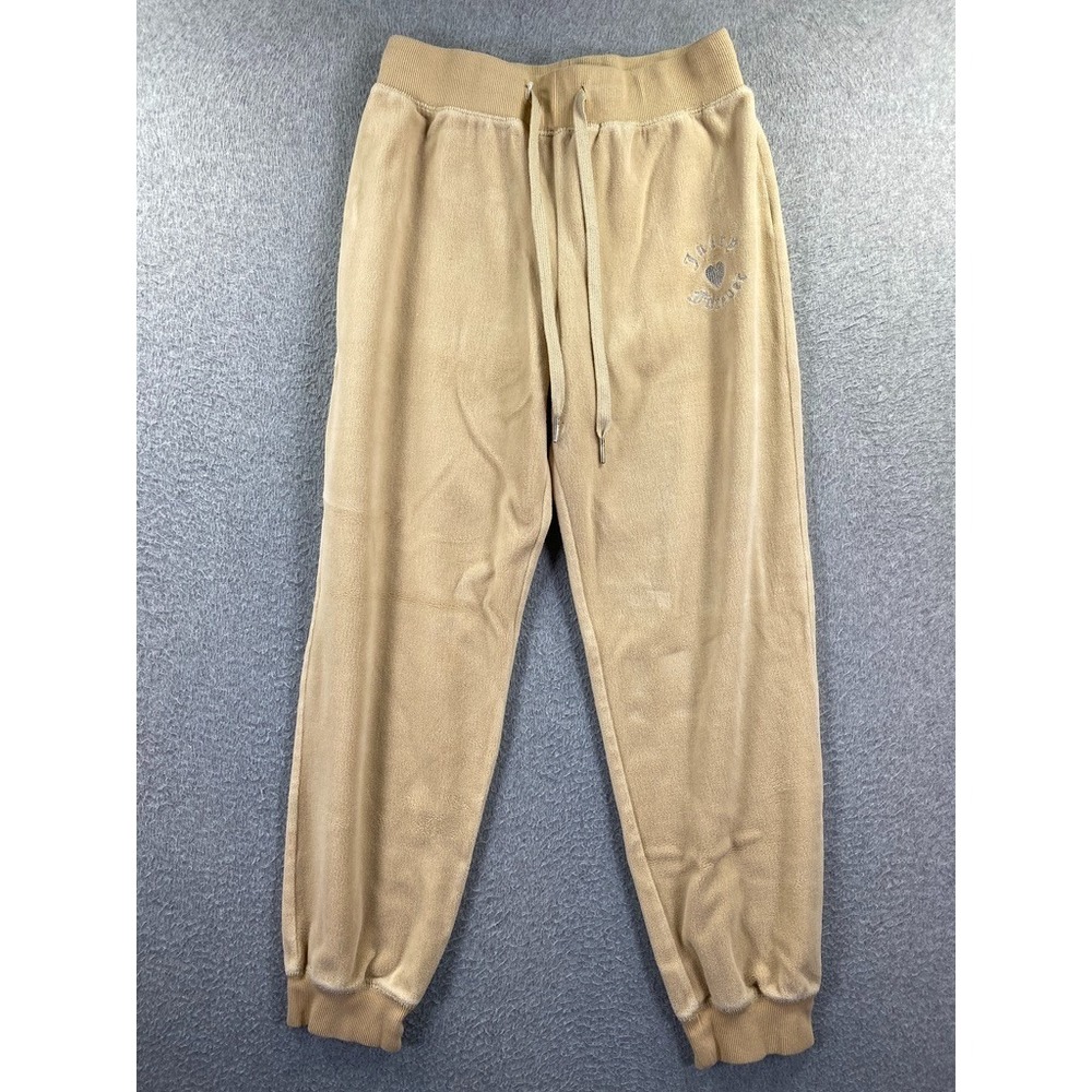 Juicy Couture 🖤 Forever 21 Women's M Beige Embellished‎ Track Pants Joggers Y2K